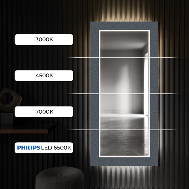 Stačí se dotknout vypínače, aby se rychle a intuitivně zapnulo nebo vypnulo LED osvětlení Vašeho dekorativního zrcadla!