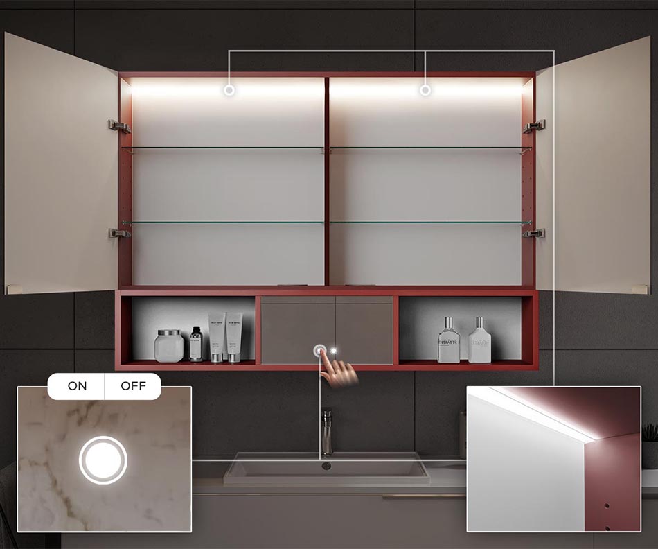 LED podsvícení Uvnitř skříňky