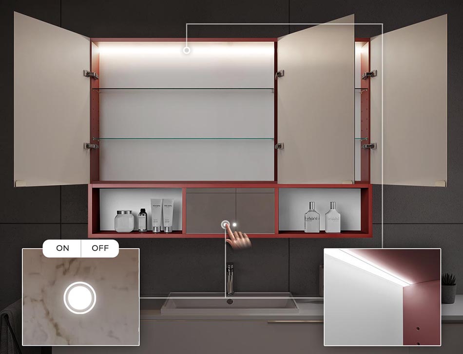 LED podsvícení Uvnitř skříňky