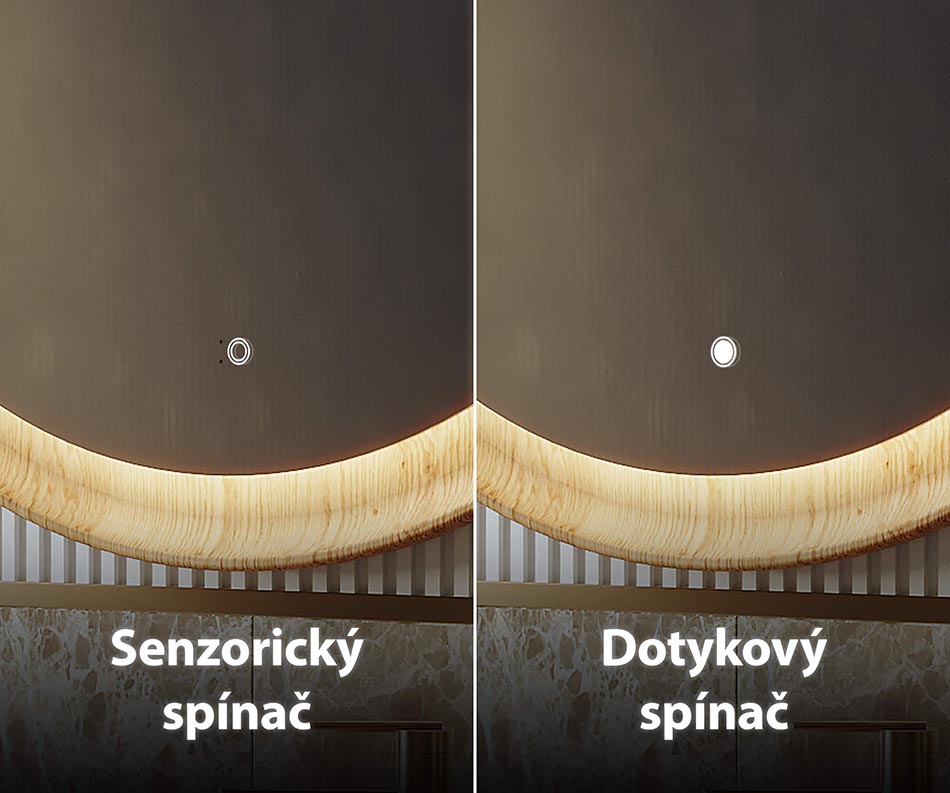 Naše osvětlená zrcadla mohou být na přání vybavena jedním z několika spínačů světla.