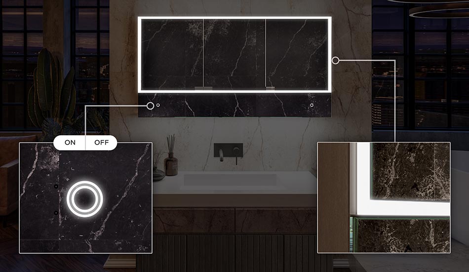 Model Lily – elegantní skříňka s osvětlením a policemi | ARTFORMA