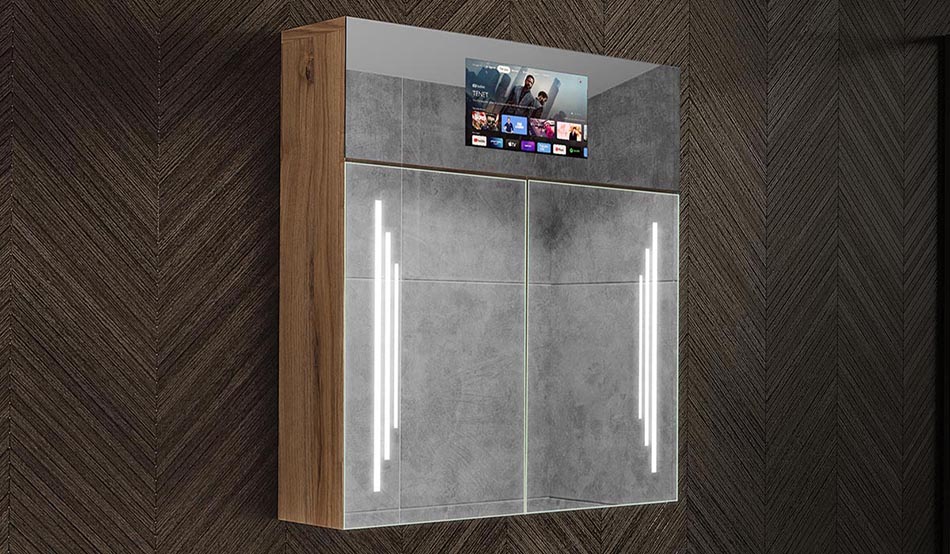 Model Sarah – moderní LED skříňka s hodinami a Bluetooth | ARTFORMA