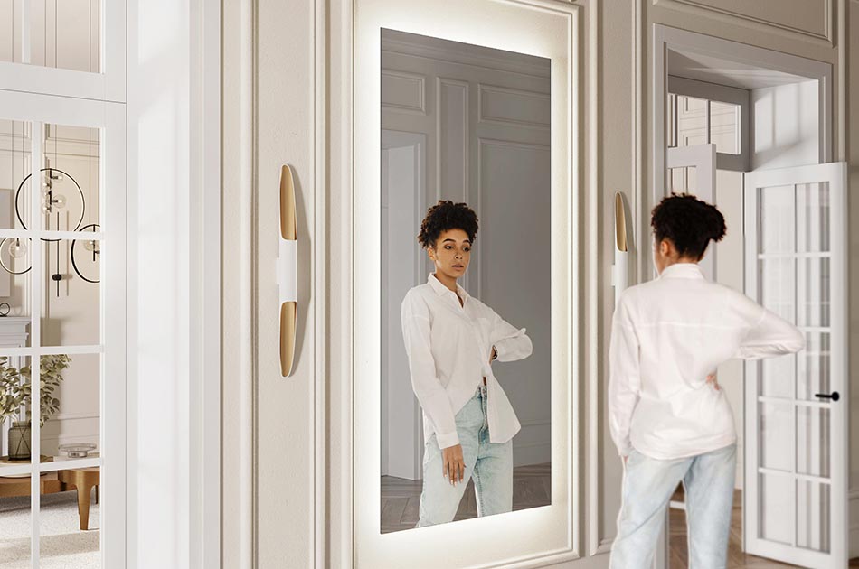Nejvznešenější zrcadla v naší kolekci jsou hladká, průhledná skla bez rámu. Jemné tvary zrcadla vnesou do každé koupelny lehkost a díky jejich dekorativnosti vytvoříte v koupelně jedinečnou atmosféru. Efektní osvětlení LED zanechává na stěně záři a úžasně zobrazuje zrcadlo.