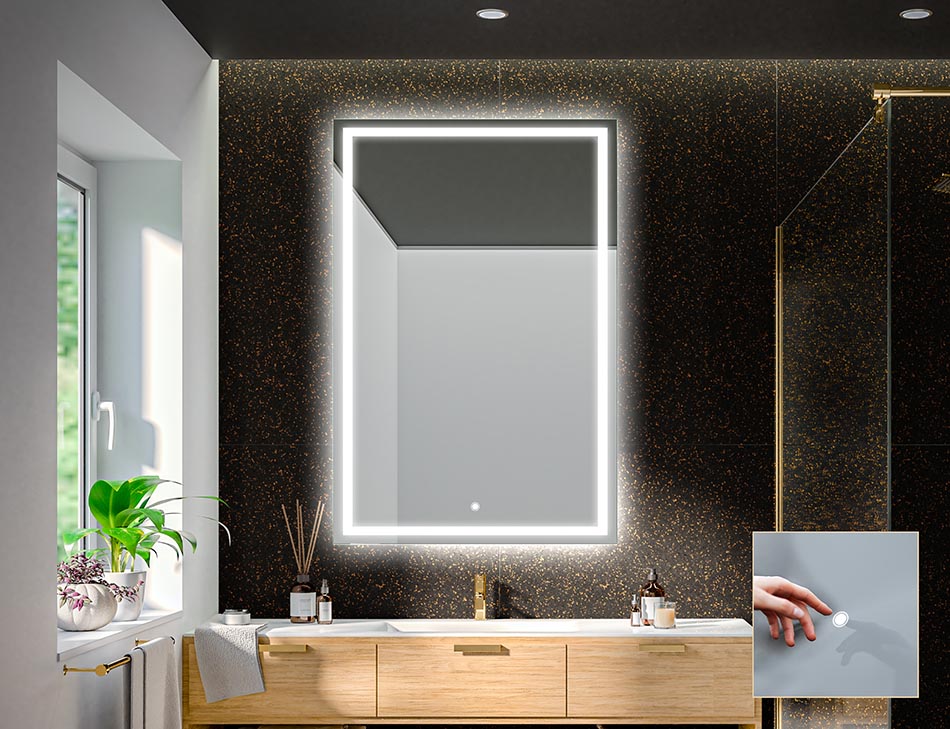 Naše osvětlená zrcadla mohou být na přání vybavena jedním z několika spínačů světla.