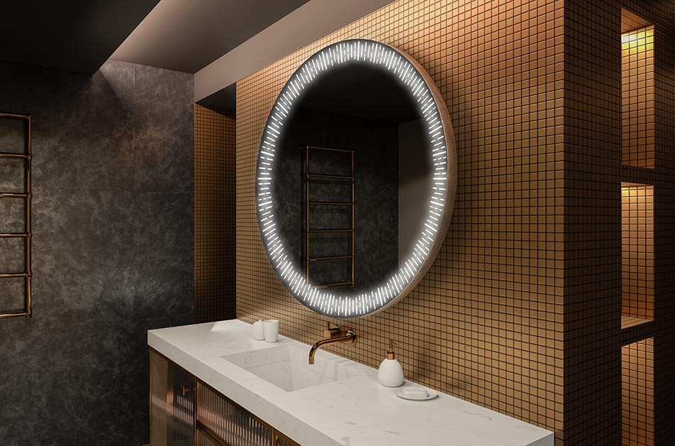 Moderní kulaté zrcadlo s měkkým LED světlem v prémiovém stylu | ARTFORMA