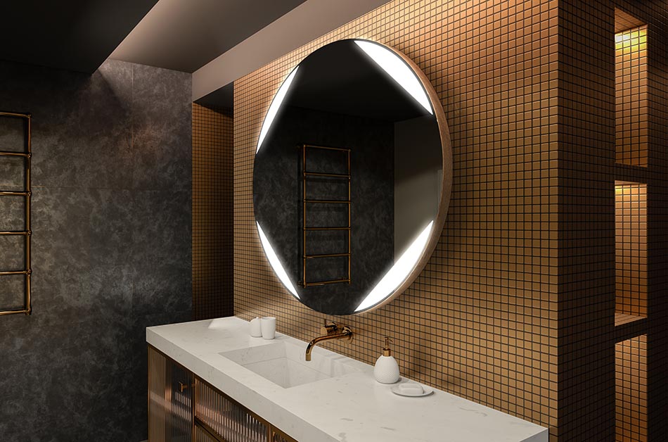 Moderní kulaté zrcadlo s měkkým LED světlem v prémiovém stylu | ARTFORMA