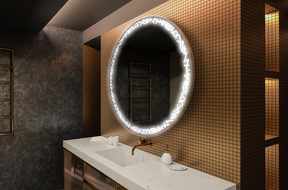 Moderní kulaté zrcadlo s měkkým LED světlem v prémiovém stylu | ARTFORMA