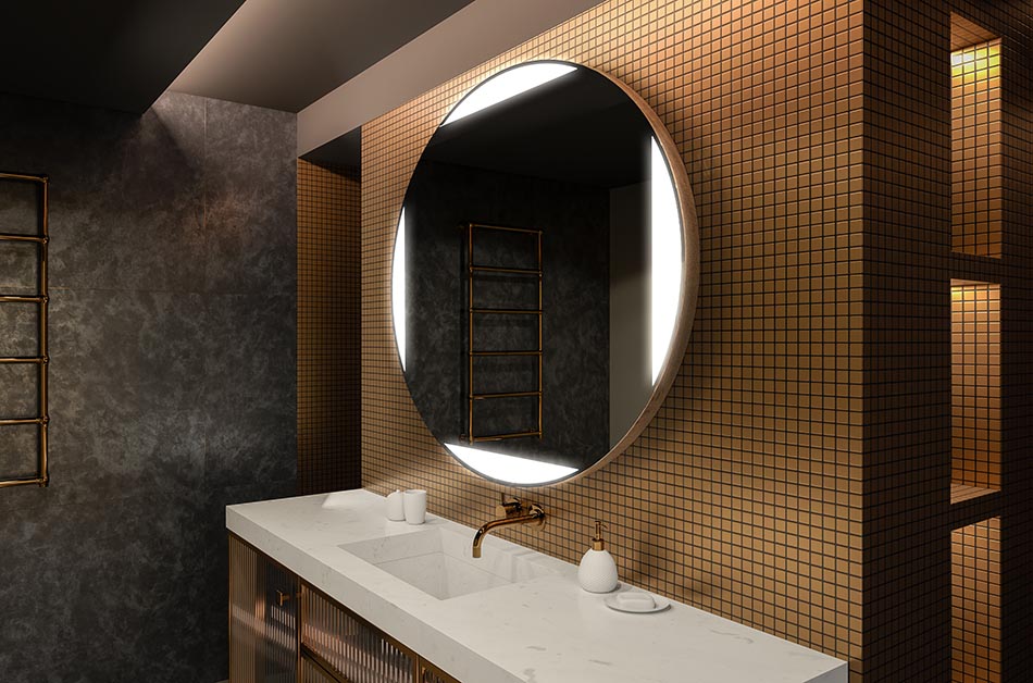 Moderní kulaté zrcadlo s měkkým LED světlem v prémiovém stylu | ARTFORMA