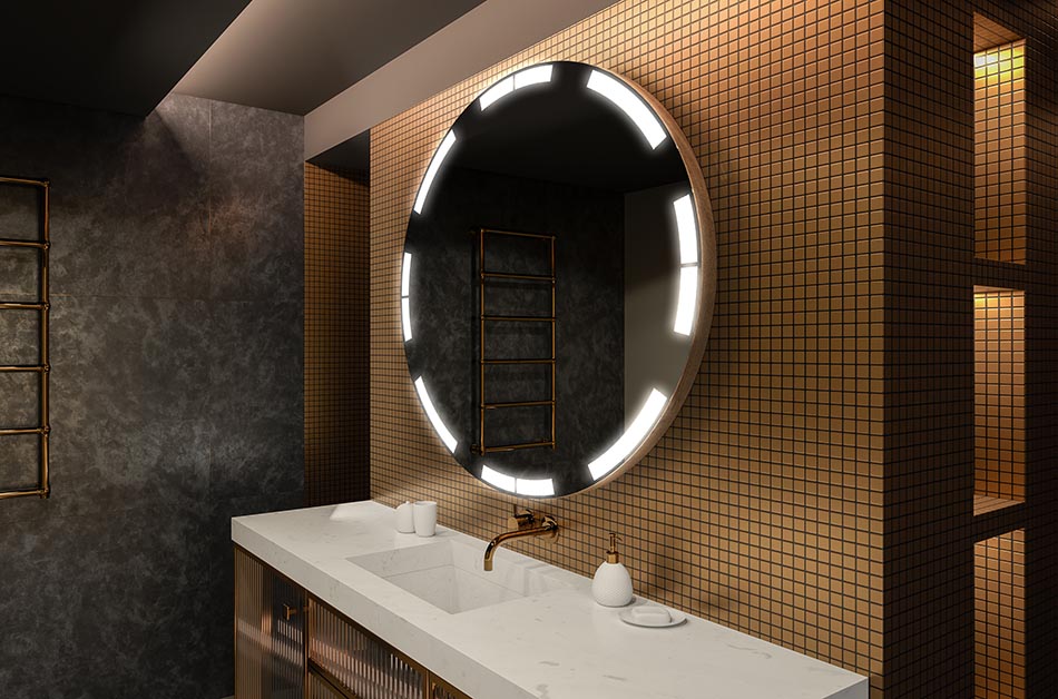 Moderní kulaté zrcadlo s měkkým LED světlem v prémiovém stylu | ARTFORMA