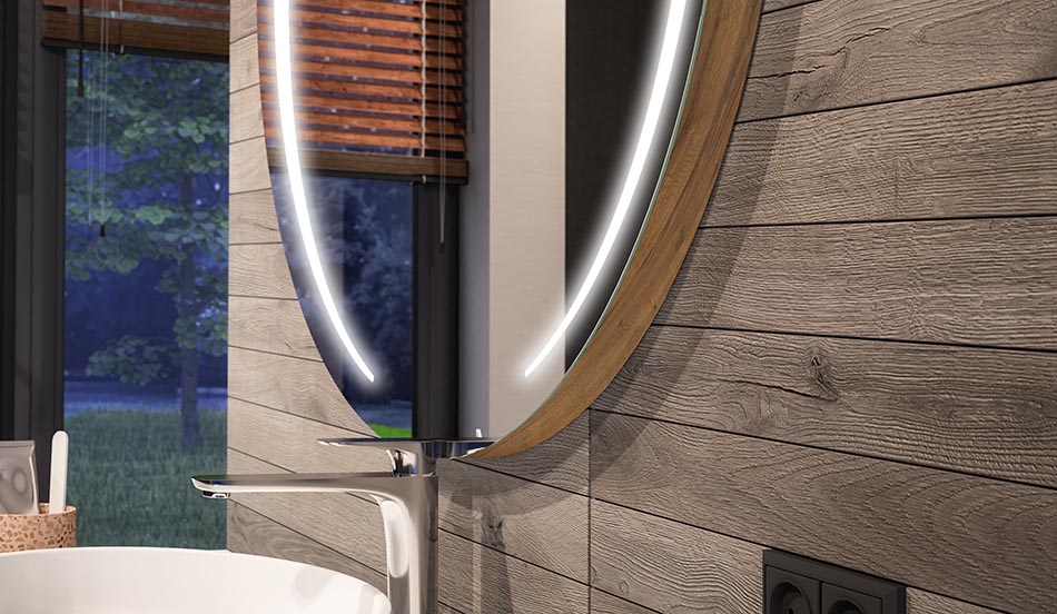 Kulaté LED zrcadlo s ambientním efektem a elegantním rozptýleným světlem | ARTFORMA