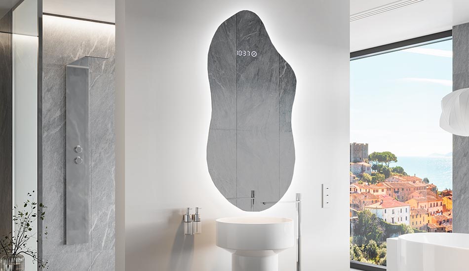 Nepravidelné zrcadlo s jemným ambientním podsvícením do elegantního interiéru | ARTFORMA