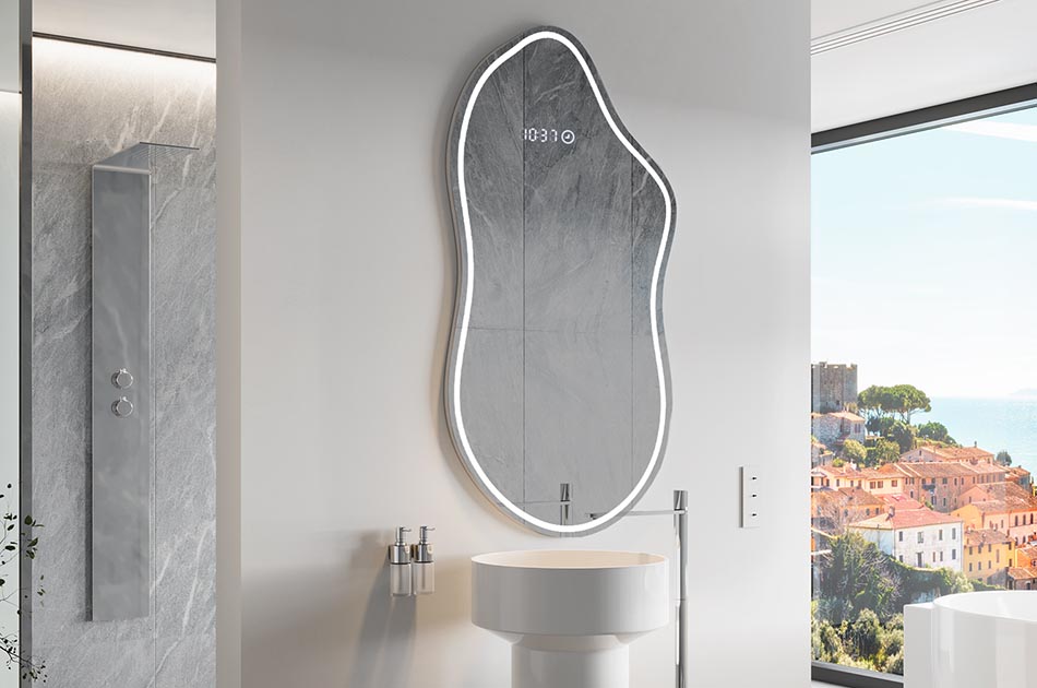 Nepravidelné zrcadlo s jemným ambientním podsvícením do elegantního interiéru | ARTFORMA