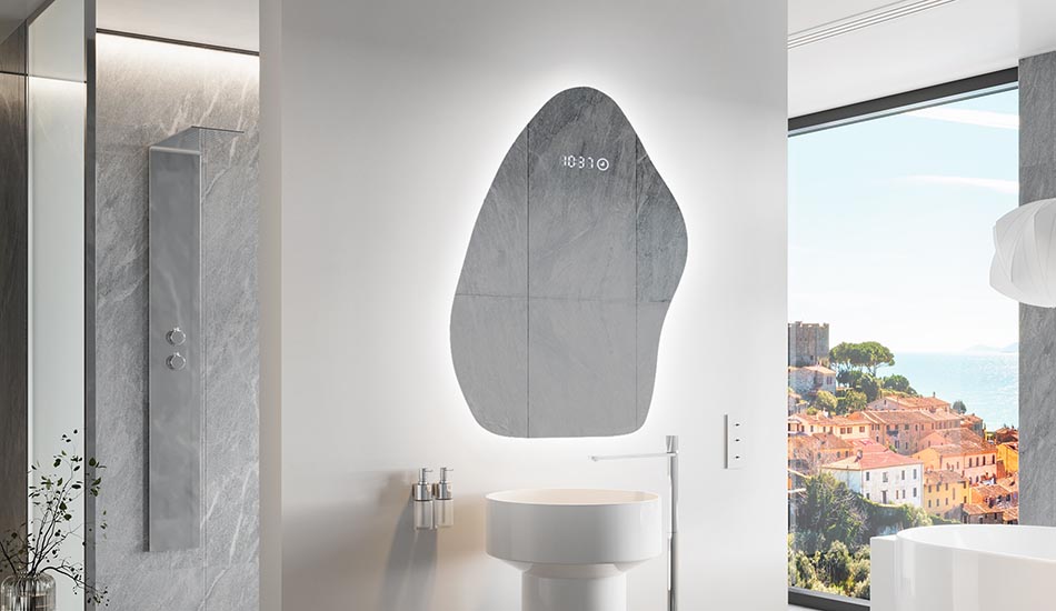 Nepravidelné zrcadlo s jemným ambientním podsvícením do elegantního interiéru | ARTFORMA