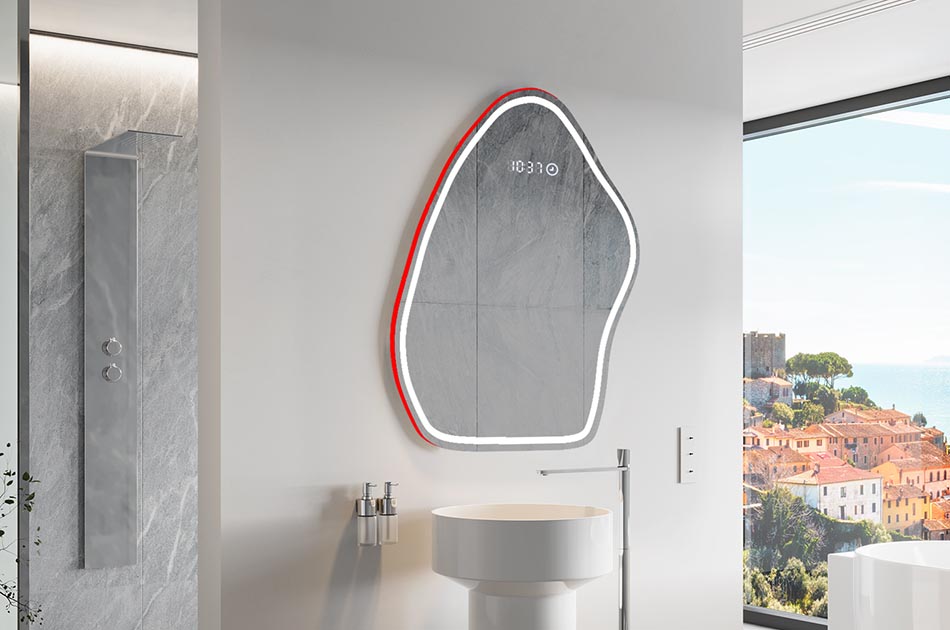 Nepravidelné zrcadlo s jemným ambientním podsvícením do elegantního interiéru | ARTFORMA