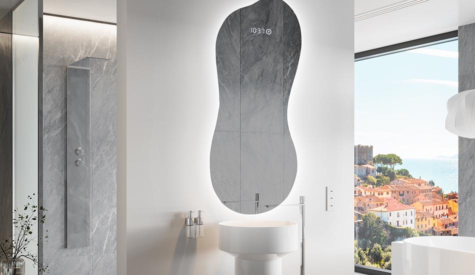 Nepravidelné zrcadlo s jemným ambientním podsvícením do elegantního interiéru | ARTFORMA