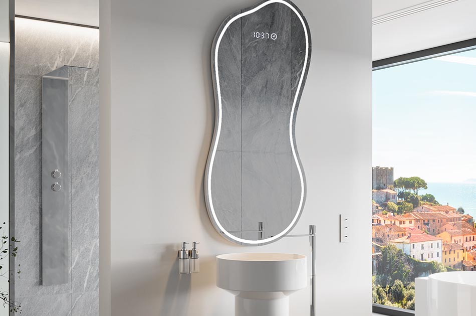 Nepravidelné zrcadlo s jemným ambientním podsvícením do elegantního interiéru | ARTFORMA