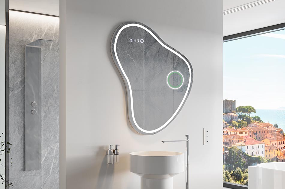 Nepravidelné zrcadlo s jemným ambientním podsvícením do elegantního interiéru | ARTFORMA