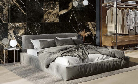 Glazovaná dlažba 60x120, černá se zlatými žilkami, lesklá, rektifikovaná, A4H109 Pierre Black