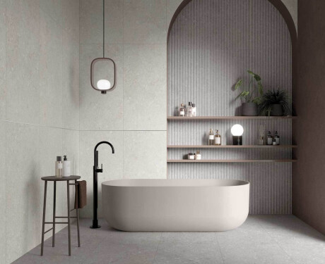 Nástěnná keramická dlažba 60 × 120 cm, béžová matná, A4H1100 Shellstone Beige Rigat-One