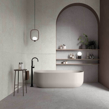 Nástěnná keramická dlažba 60 × 120 cm, béžová matná, A4H1100 Shellstone Beige Rigat-One #1