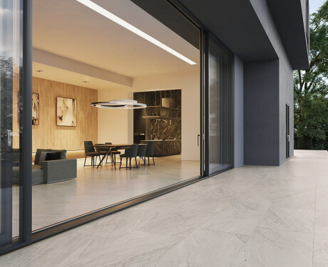 Glazované dlaždice na podlahu 120 × 280 cm, šedá kamenná, matná, A4H1129 Agathos Grey