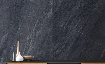 Glazované dlaždice na podlahu 120 × 280 cm, antracitové, kamenný vzhled, matné, A4H1137 Agathos Anthracite