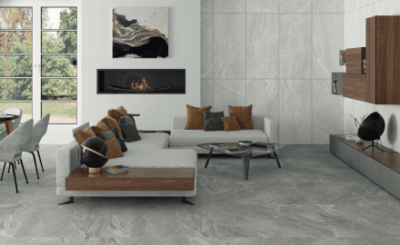 Glazovaná keramická dlažba 60 × 120 cm, světle šedá, matná, rektifikovaná, A4H125, Materia Pearl