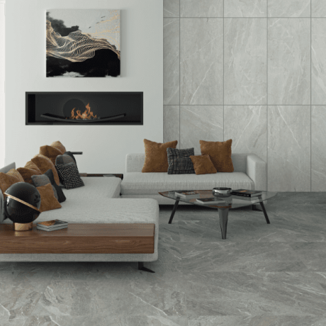 Glazovaná keramická dlažba 60 × 120 cm, světle šedá, matná, rektifikovaná, A4H125, Materia Pearl #1
