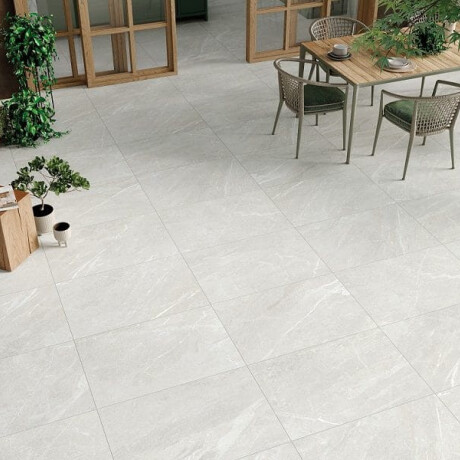 Glazovaná keramická dlažba 60 × 120 cm, světle šedá, matná, rektifikovaná, A4H125, Materia Pearl #2
