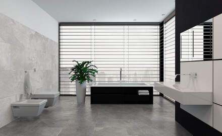 Porcelánová dlaždice 60 × 120 cm, kamenně šedá, matná, A4H293 Lop Grey