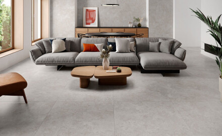 Podlahová dlažba 100x100, travertin řezaný příčně, matný, šedý A4H497 Chrono Grey