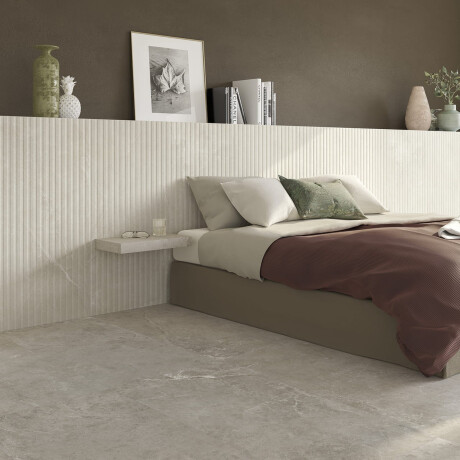 Rýhované dlaždice na podlahu 60x120, světle šedé, matné, A4H510 Rigat-One Ermetica Bianco #1