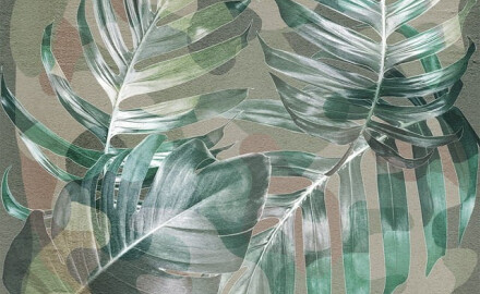 Nástěnná keramická dlažba 60 × 120 cm, béžová, s rostlinnými vzory, matná, A4H922 Kamu