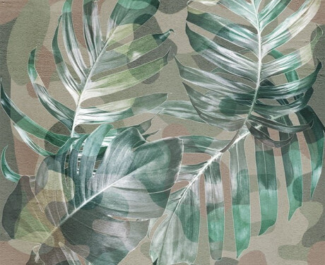 Nástěnná keramická dlažba 60 × 120 cm, béžová, s rostlinnými vzory, matná, A4H922 Kamu