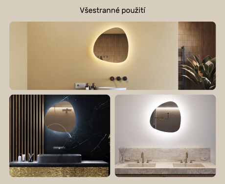 LED zrcadlo do koupelny s nepravidelným tvarem 54x54cm s chladnou barvou LED 7000K, teplou barvou 3000K nebo neutrální barvou 4500K #2