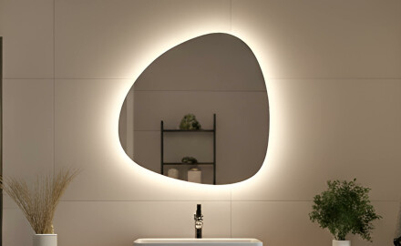 Nepravidelné dekorativní podsvícené LED zrcadlo 54x54 cm s neutrální barvou světla 4500K