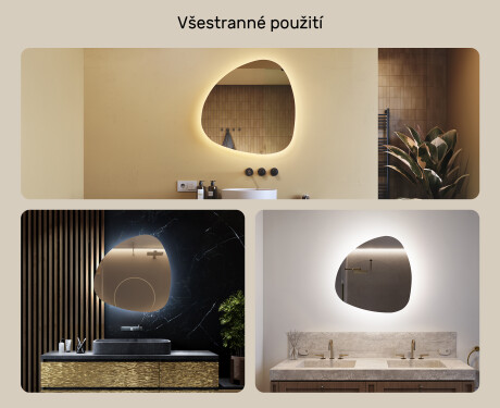 LED zrcadlo do koupelny s nepravidelným tvarem 74x74cm s chladnou barvou LED 7000K, teplou barvou 3000K nebo neutrální barvou 4500K #2