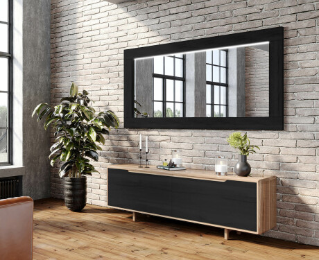 Velké zrcadlo LED v dubovém rámu na zeď L225 #9