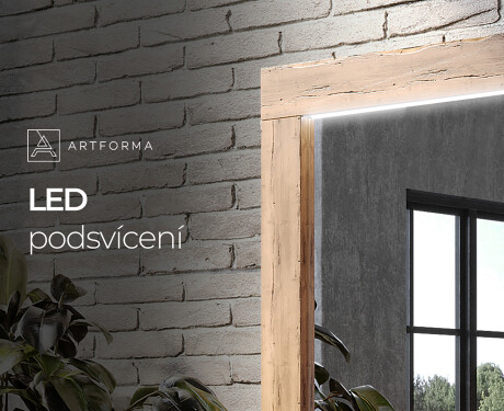 Velké zrcadlo LED v dubovém rámu na zeď L225 #4