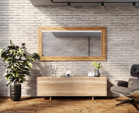 Velké zrcadlo LED v dubovém rámu na zeď L225 #8