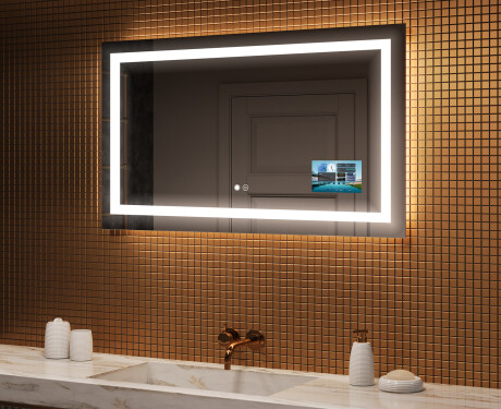 Koupelnové zrcadlo s LED podsvícením L15 120x80cm - SmartScreen, DualColor, Topná rohož