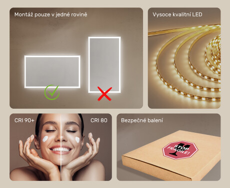 Koupelnové zrcadlo s LED podsvícením 120x70cm s chladnou barvou LED 7000K, teplou barvou 3000K nebo neutrální barvou 4500K #5