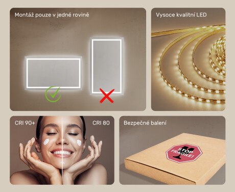 Koupelnové zrcadlo s LED podsvícením 120x70cm s chladnou barvou LED 7000K, teplou barvou 3000K nebo neutrální barvou 4500K #5