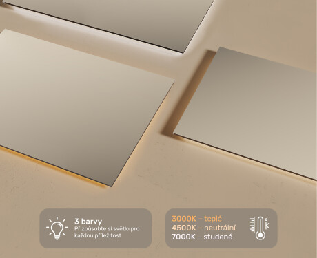 Koupelnové zrcadlo s LED podsvícením 120x70cm s chladnou barvou LED 7000K, teplou barvou 3000K nebo neutrální barvou 4500K #3