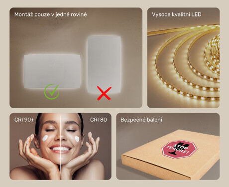 Koupelnové zrcadlo s LED podsvícením 120x70cm s chladnou barvou LED 7000K, teplou barvou 3000K nebo neutrální barvou 4500K #5