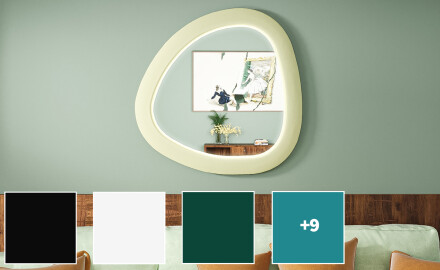 LED zrcadlo s nepravidelným tvarem a lakovaným MDF rámem L308