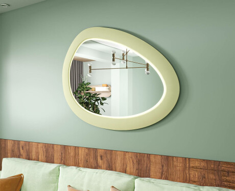 Asymetrické LED zrcadlo s rámem z MDF L310
