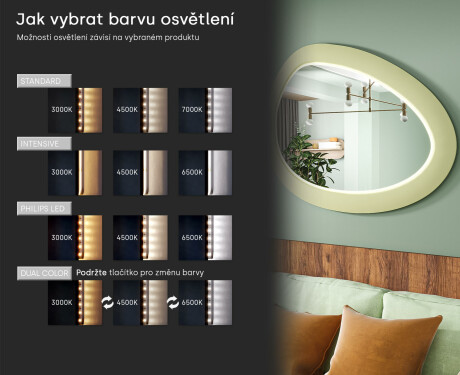 Asymetrické LED zrcadlo s rámem z MDF L310 #5