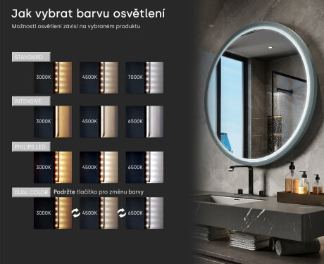 Kulaté LED zrcadlo v lakovaném MDF rámu L306 #5