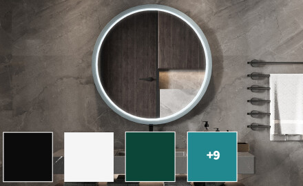 Kulaté LED zrcadlo v lakovaném MDF rámu L306